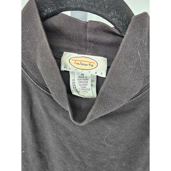 Talbots Black Cotton Blend Long Sleeve Mock-Neck Knitted Top Size PM - Picture 3 of 5
